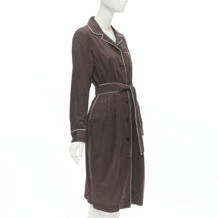 DRIES VAN NOTEN Daltos 100% cotton burgundy pyjama robe belted dress FR36 XS