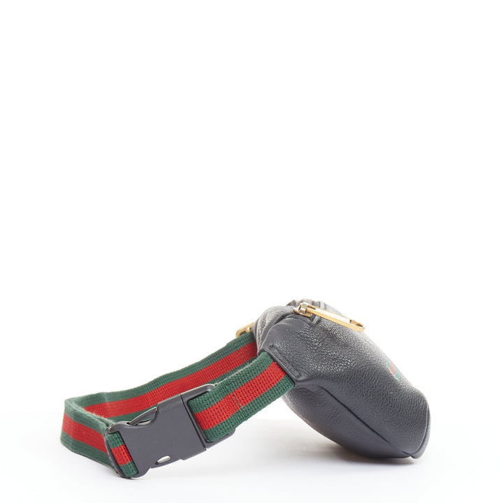 GUCCI  Alessandro Michele black vintage logo print web small crossbody belt bag