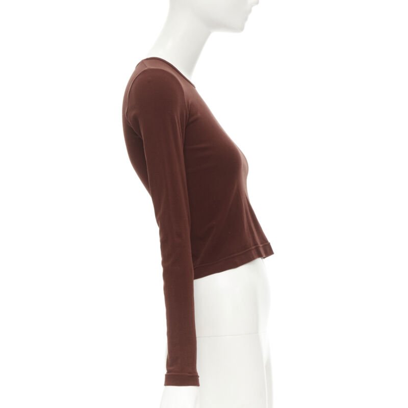 COMME DES GARCONS 1997 Lumps Bumps brown nylon blend crew neck knit cropped top