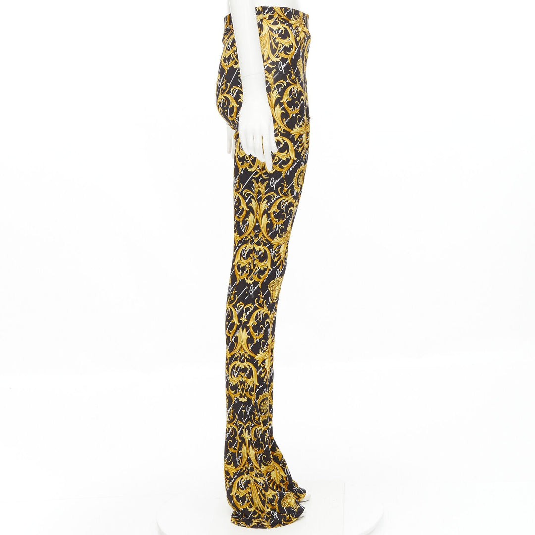VERSACE 2020 Runway Gianni Signature Medusa Barocco gold flare pants IT42 M