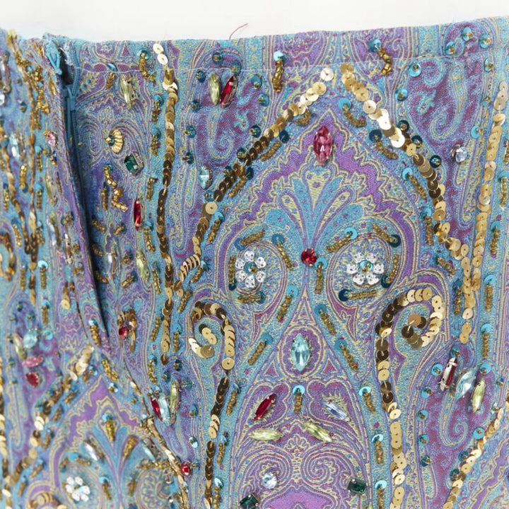 rare DOLCE GABBANA 2000 blue purple iridescent jewel embellished pants M