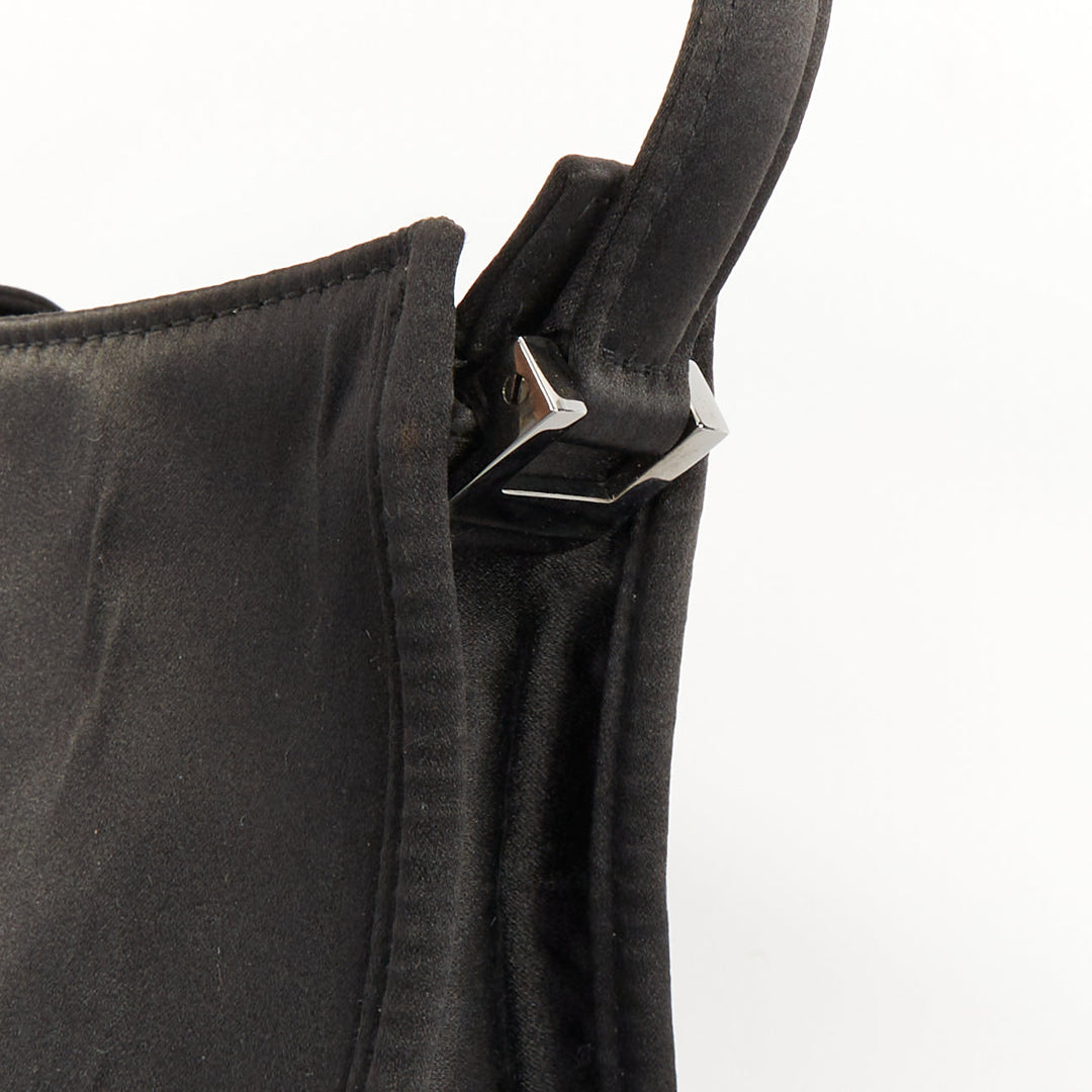 GUCCI Vintage Mini Jackie black satin silver piston lock evening shoulder bag