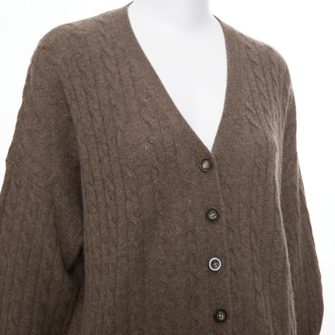 REFORMATION Giusta brown recycled cashmere blend cable knit cardigan sweater XS