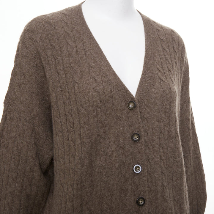 REFORMATION Giusta brown recycled cashmere blend cable knit cardigan sweater XS
