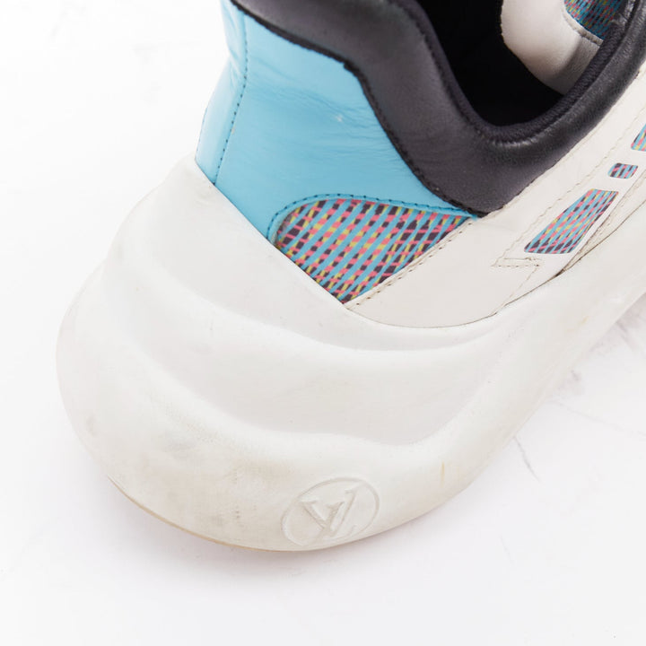 LOUIS VUITTON Archlight white leather black blue monogram chunky sneakers EU39