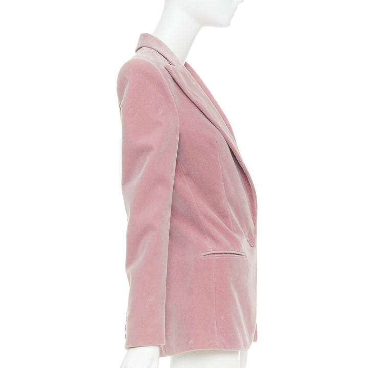ALEXANDRE VAUTHIER Runway blush pink velvet single breasted blazer jacket