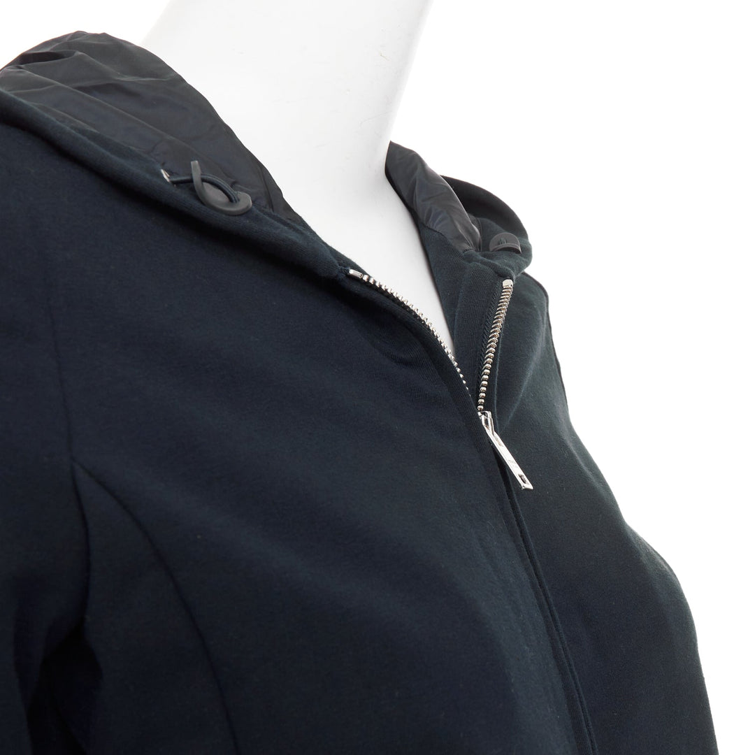 PRADA 2019 Linea Rossa navy white striped zip front logo side cropped hoodie M