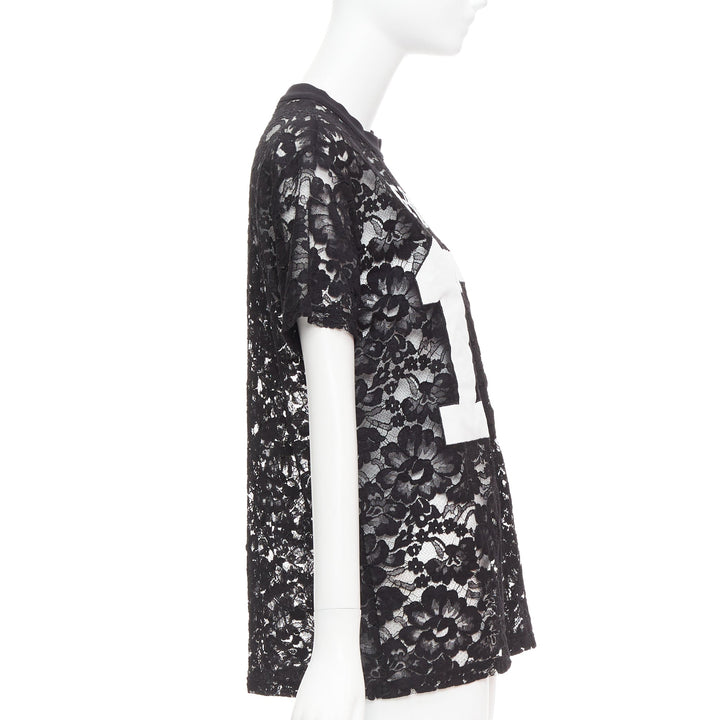 GIVENCHY 2013 Runway Tisci black Pervert 17 sheer lace jersey tshirt FR38 M