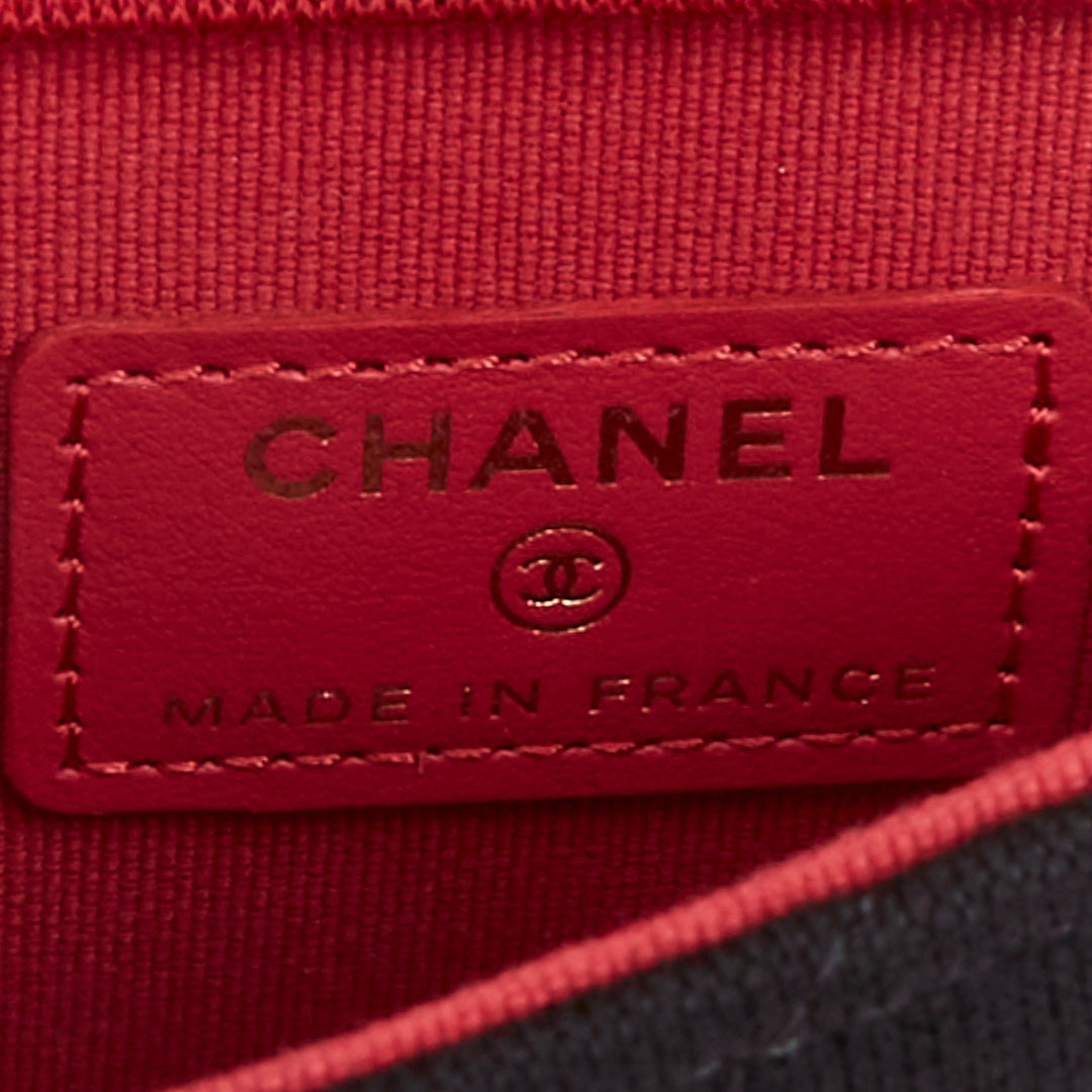 CHANEL 23C VIP Limited black quilted jersey gold CC chain mini crossbody bag