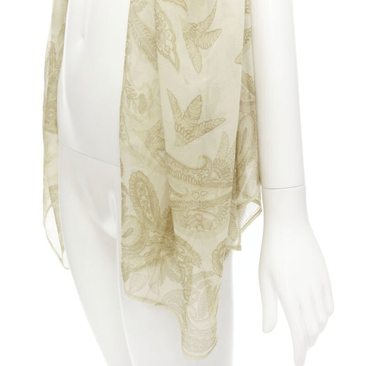 GIORGIO ARMANI  100% silk beige floral print sheer scarf