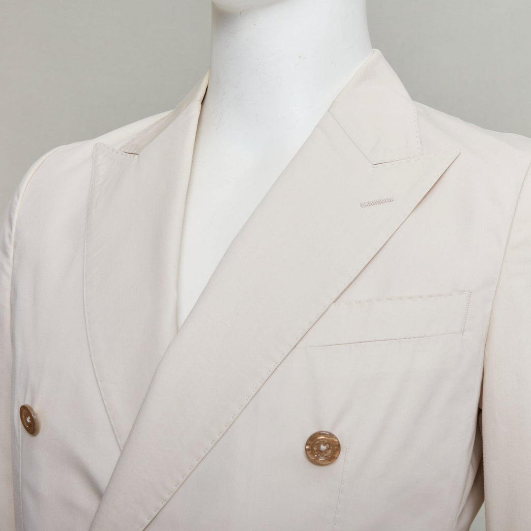 DOLCE GABBANA Taormina beige cotton silk buttons double breasted blazer IT44 XS