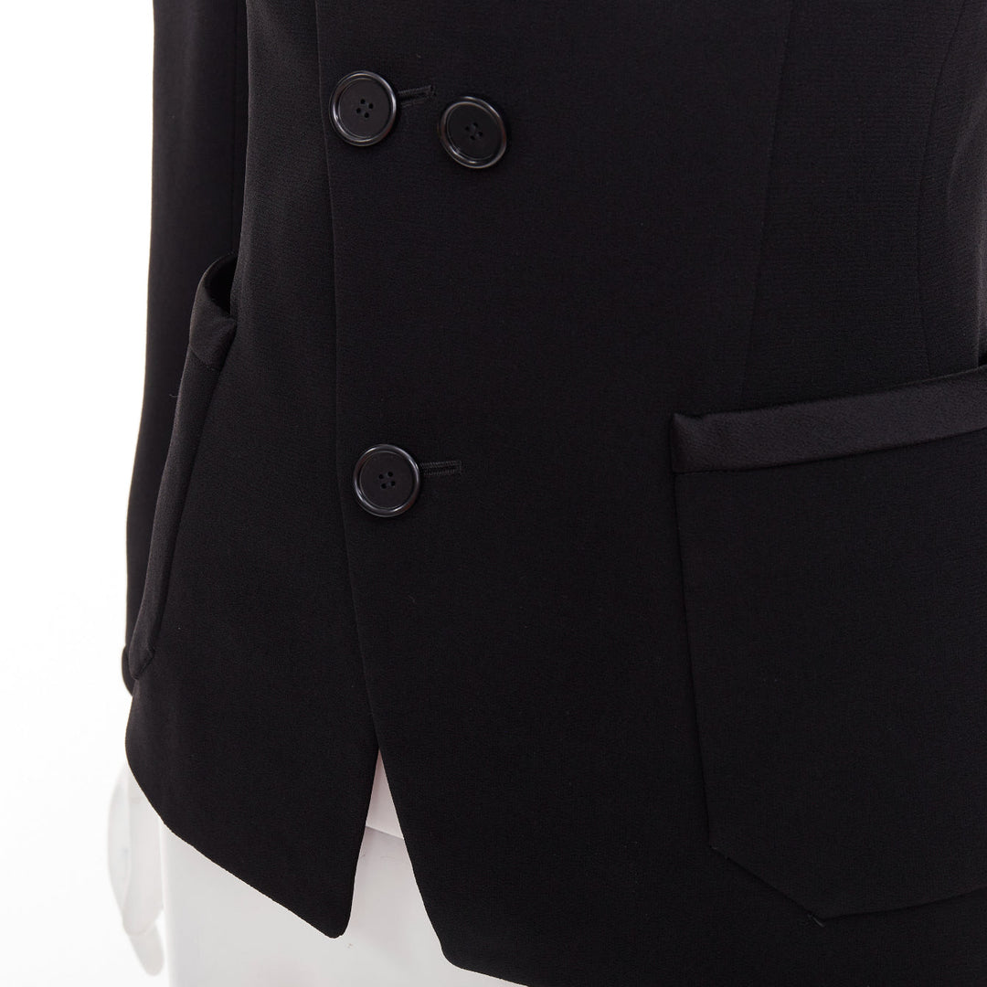 BALENCIAGA Vintage 2010 black satin trim fitted blazer jacket FR36 S