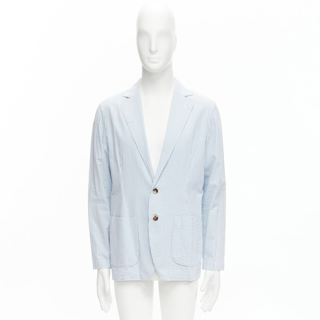 Male mannequin wearing Lardini Blue Cotton Men Blazers in Size  M | Available at JHROP