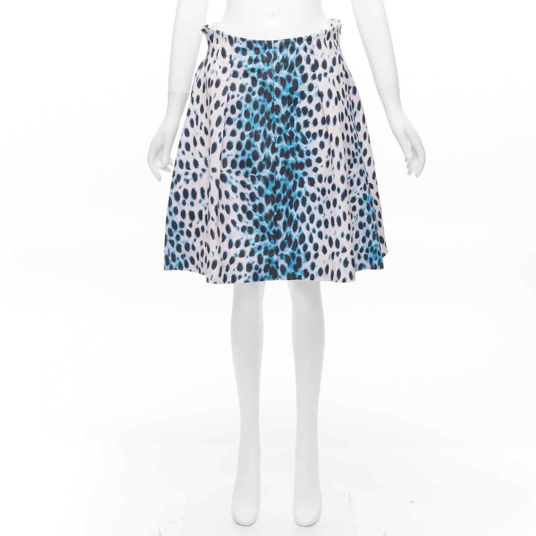 CHRISTIAN DIOR Vintage pink blue ombre leopard print A-line skirt FR42 XL