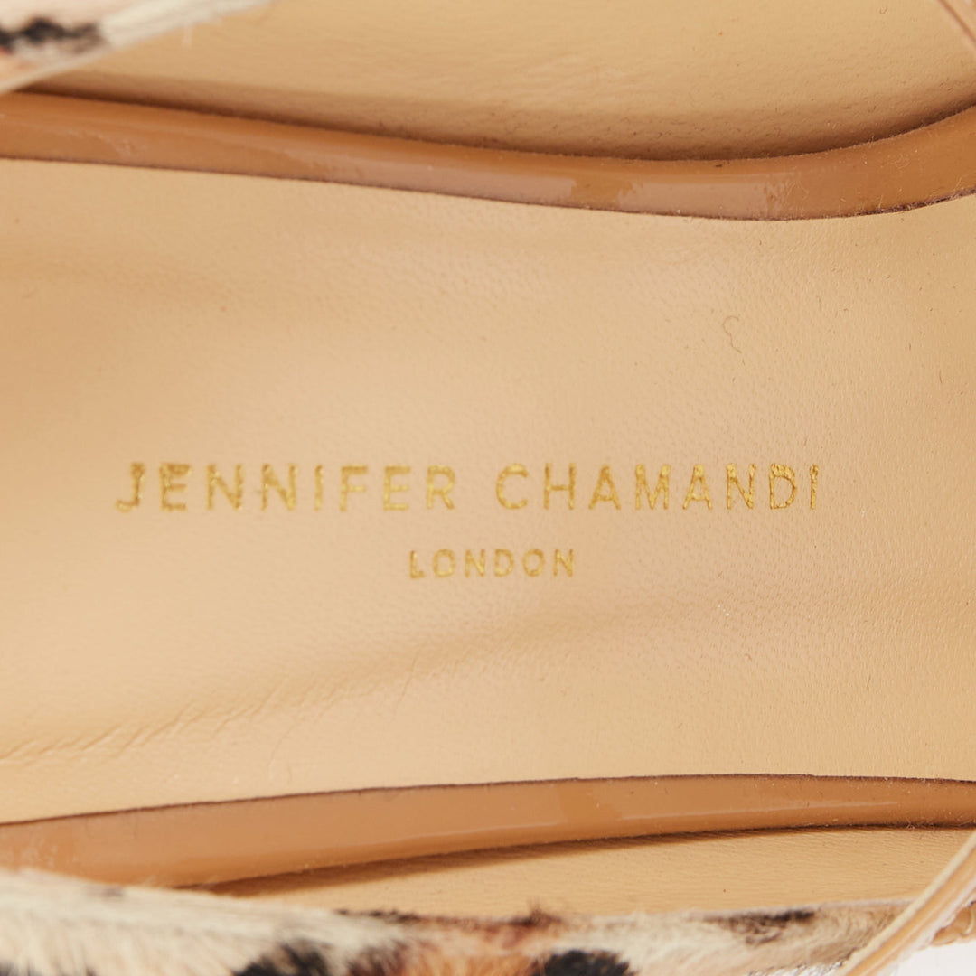 JENNIFER CHAMANDI Lorenzo 105 nude patent leopard calf hair pumps EU36.5 US6.5