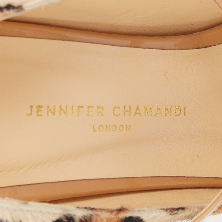JENNIFER CHAMANDI Lorenzo 105 nude patent leopard calf hair pumps EU36.5 US6.5
