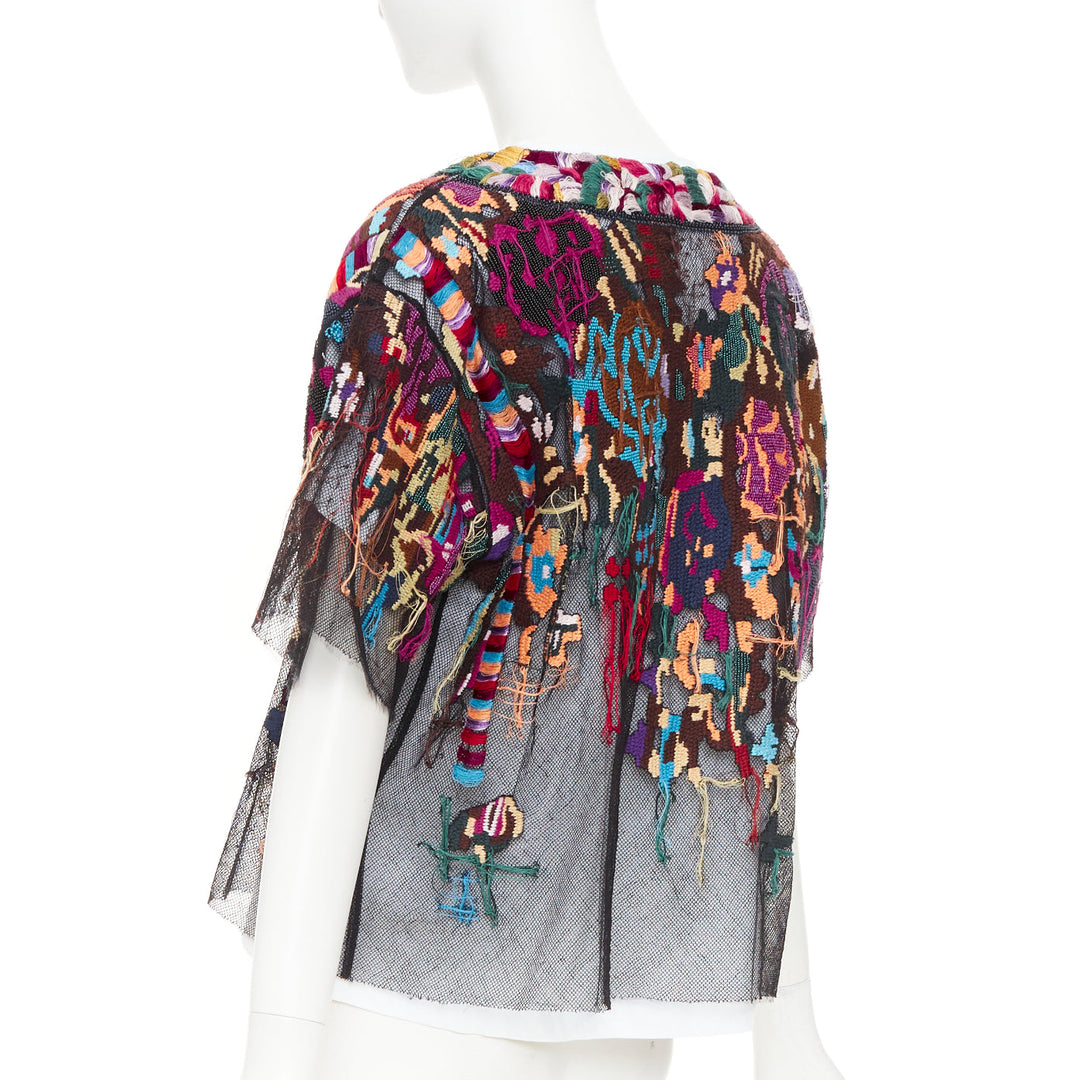 VALENTINO multicolor layered tapestry embroidered tulle blouse top S