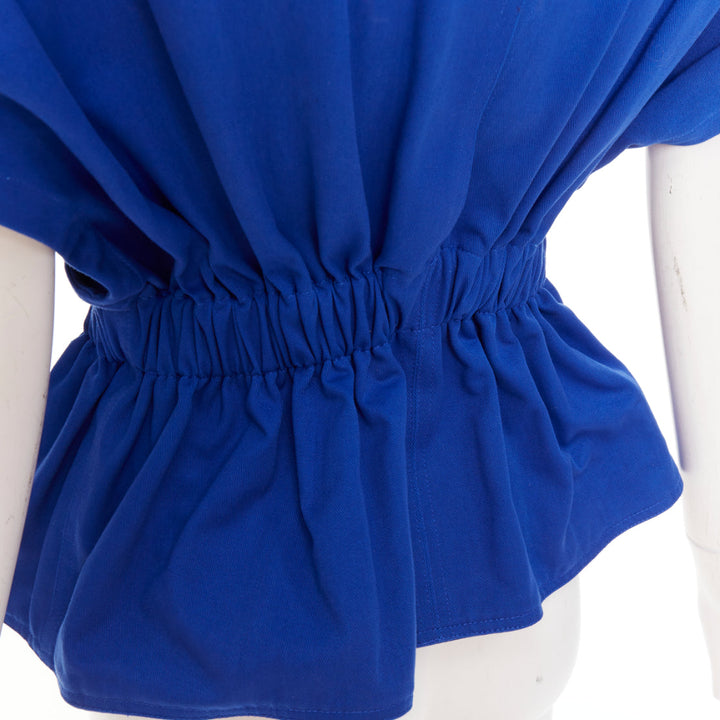 ALEXANDRE VAUTHIER elecrtic blue cinched military safari vest jacket FR36 S