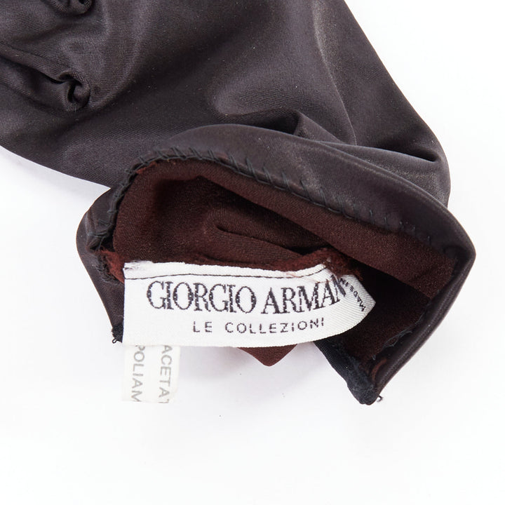 GIORGIO ARMANI black satin classic short evening gloves