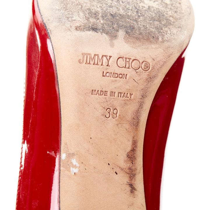 JIMMY CHOO red patent leather pointy toe stiletto heel pump EU39