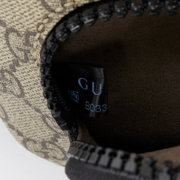 GUCCI Eden Supreme GG monogram canvas black leather belt bag