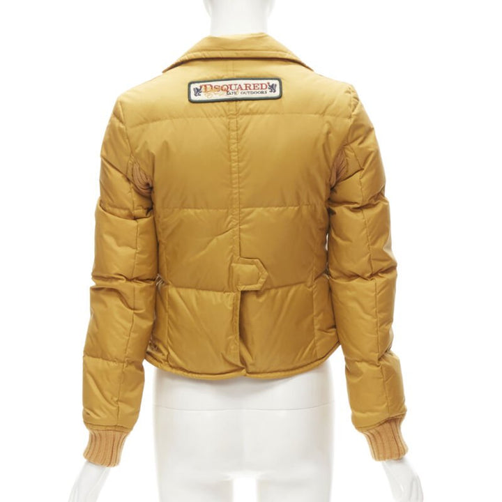 DSQUARED2 mustard white goose down padded 3-pocket blazer jacket IT38 XS