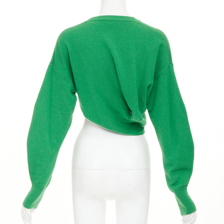 ALEXANDER MCQUEEN 2023 kelly green wool cashmere twisted curved sweater S