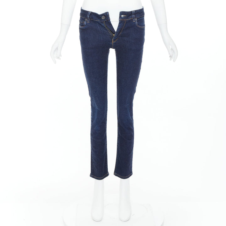 PRADA washed dark blue contour fit cropped skinny jeans XS