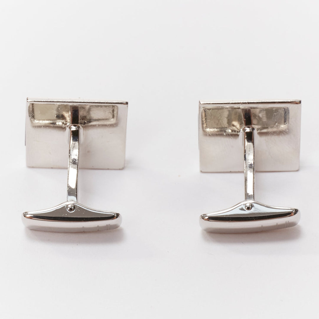 ALFRED DUNHILL 925 steel holographic mosaic tile split logo cufflinks