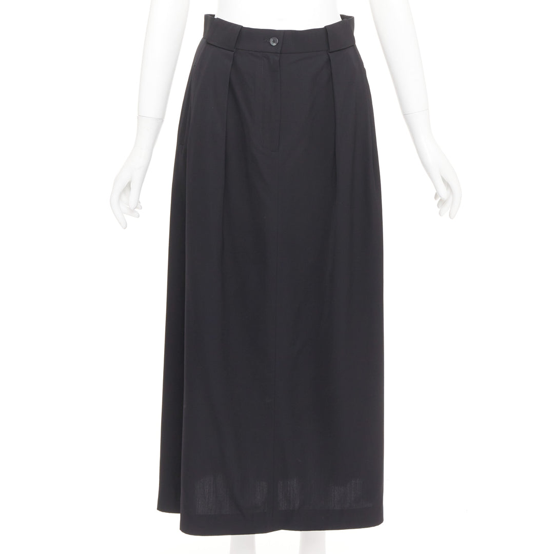 THE ROW black viscose pleated waist silk lined high waist midi skirt US0 XS