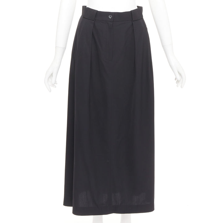 THE ROW black viscose pleated waist silk lined high waist midi skirt US0 XS