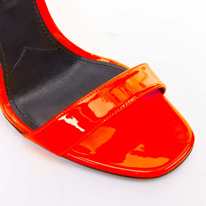 rare PRADA 2018 Flame Wedge neon orange patent Fire heel sandal EU37.5