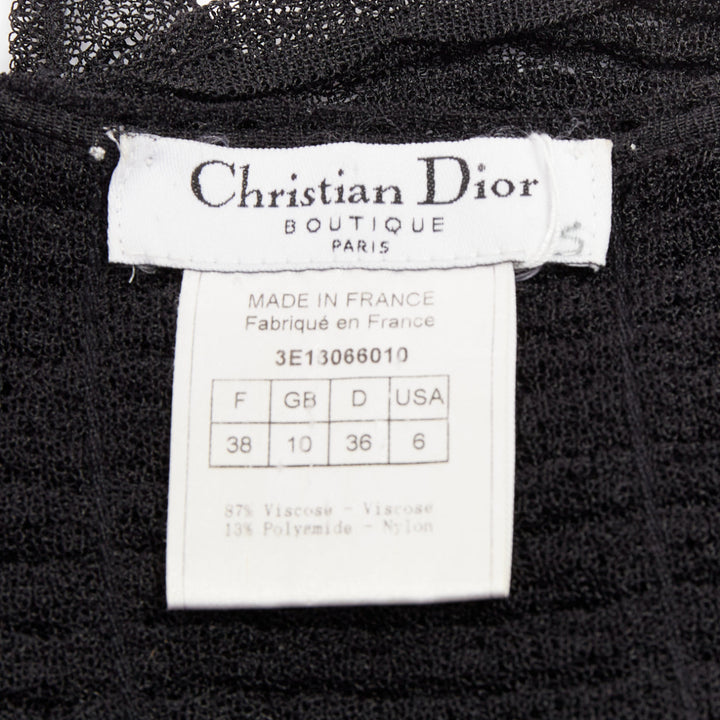 CHRISTIAN DIOR Galliano 2003 Vintage Bondage black shredded knit dress FR38 M