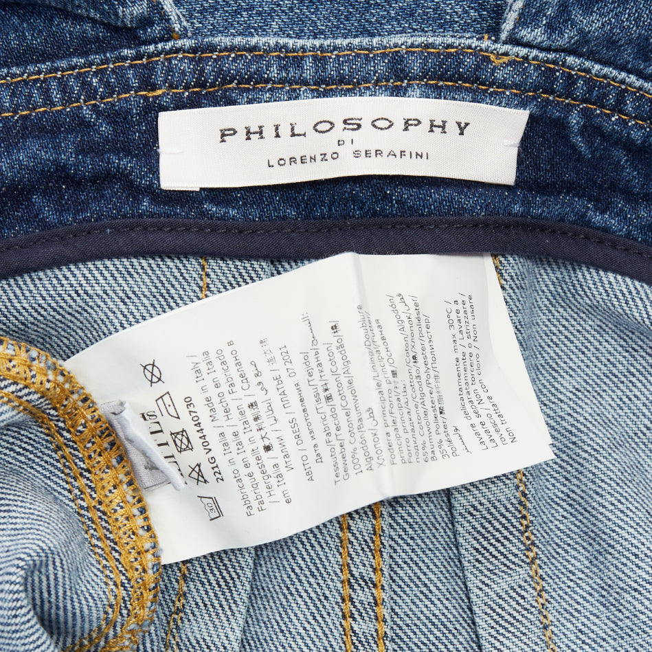 PHILOSOPHY DI LORENZO SERAFINI low cut zip front corset denim wide jumpsuit IT38