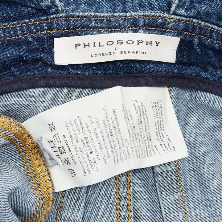 PHILOSOPHY DI LORENZO SERAFINI low cut zip front corset denim wide jumpsuit IT38