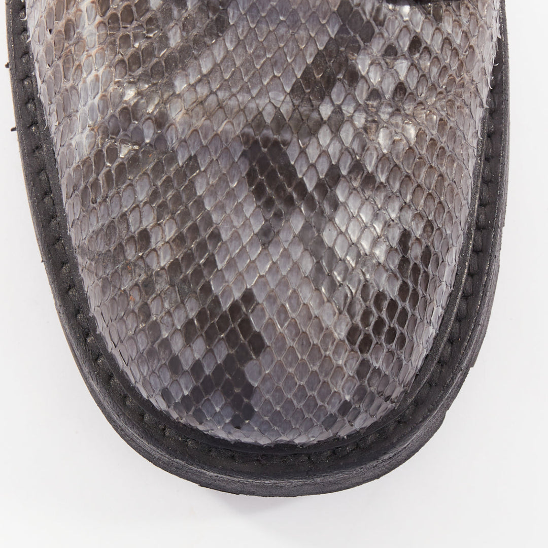 rare JIL SANDER grey python print scaled leather lace lug sole combat boots EU43