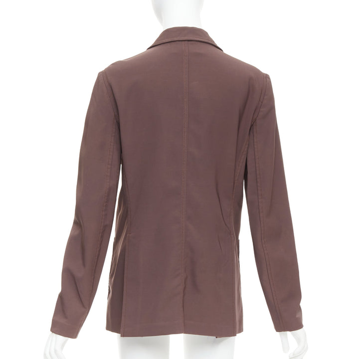 PRADA Vintage brown low sheen twill patch pocket notch lapel jacket IT46 XL