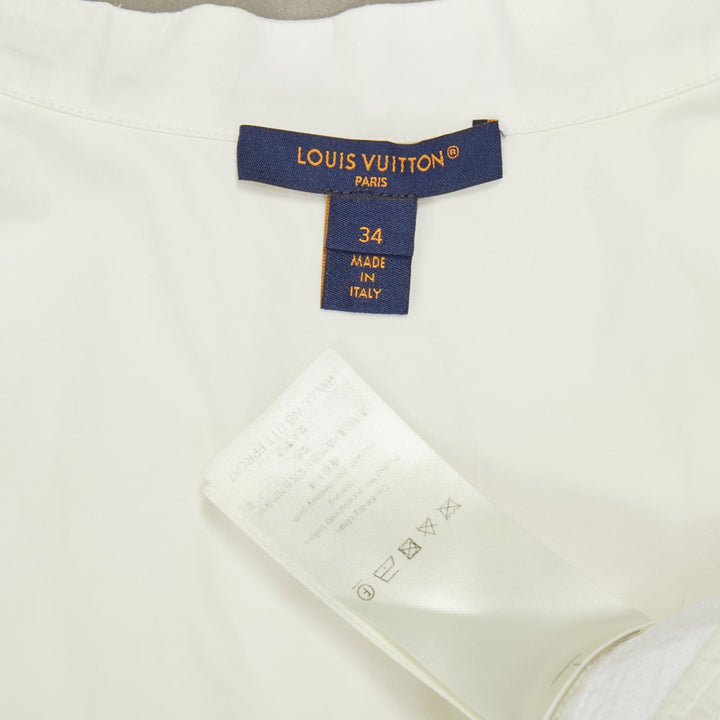 LOUIS VUITTON 2021 white cotton sleeveless mandarin collar shirt dress FR34 XS