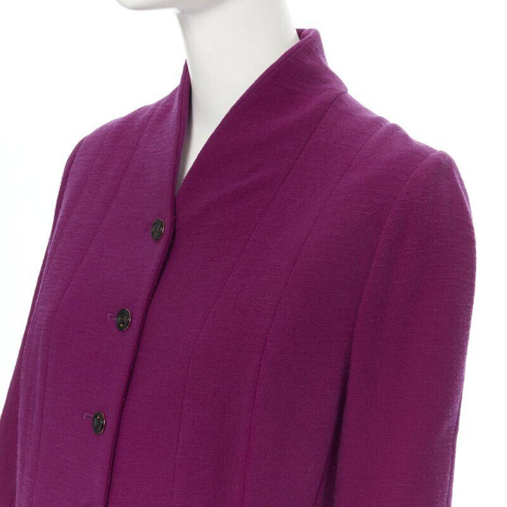 vintage KARL LAGERFELD purple wool graphic button paneled blazer skirt suit FR36