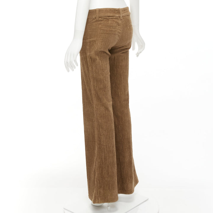 CHLOE brown cotton corduroy low waist flared pants FR34 XS