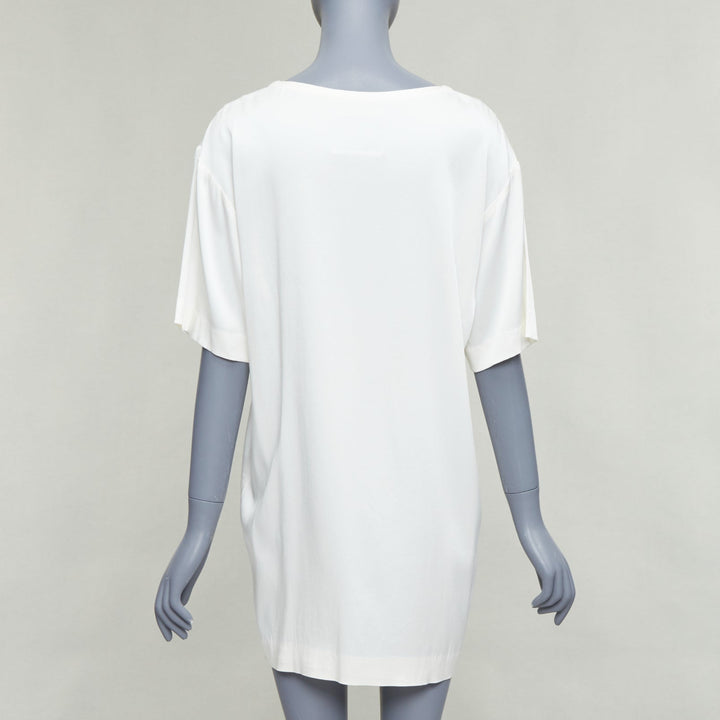 MOSCHINO Jeremy Scott Dry Cleaning Receipt print rayon tshirt dress IT38 XS