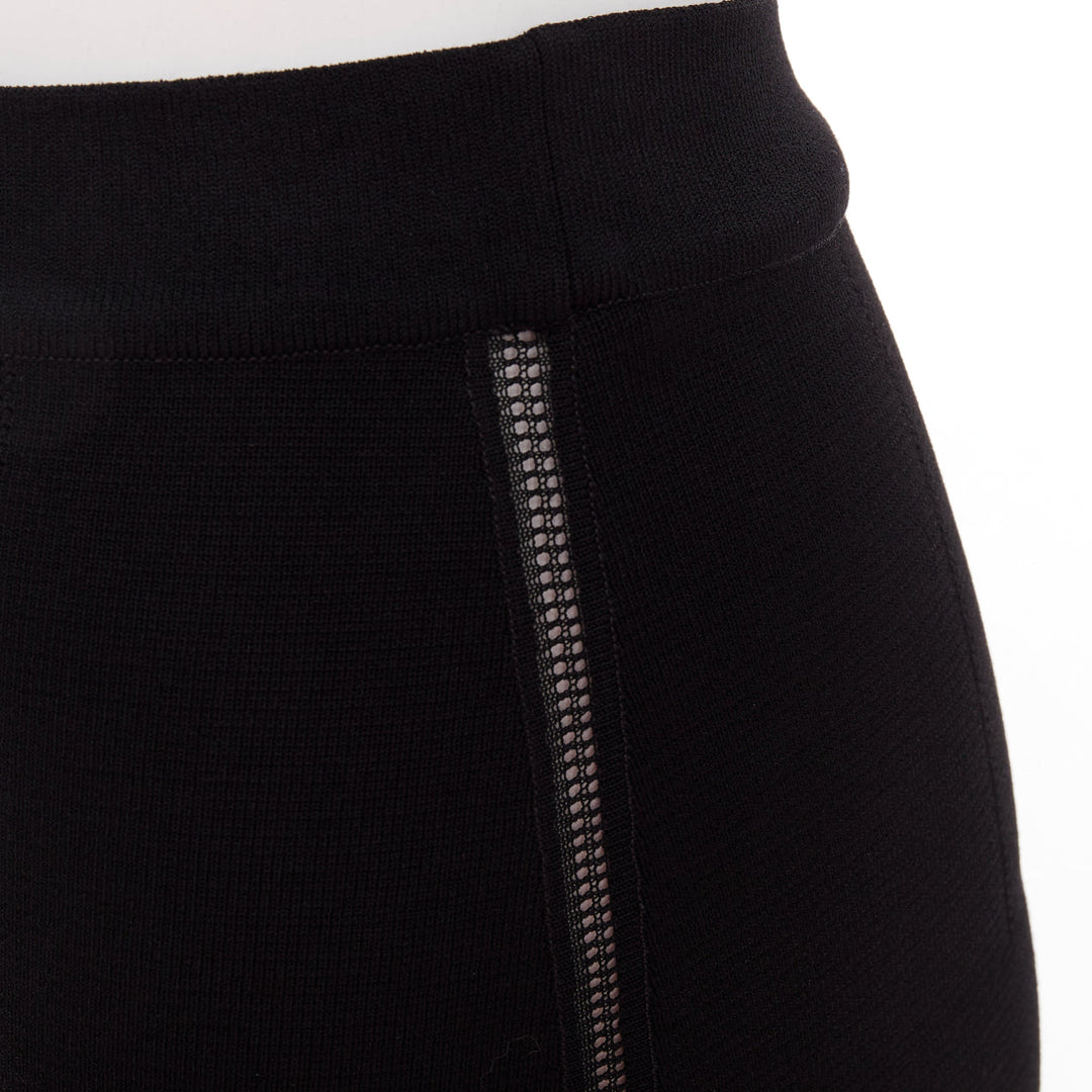 OSCAR DE LA RENTA P16 black lattice cut out side high waisted pencil skirt XS