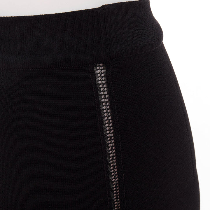 OSCAR DE LA RENTA P16 black lattice cut out side high waisted pencil skirt XS