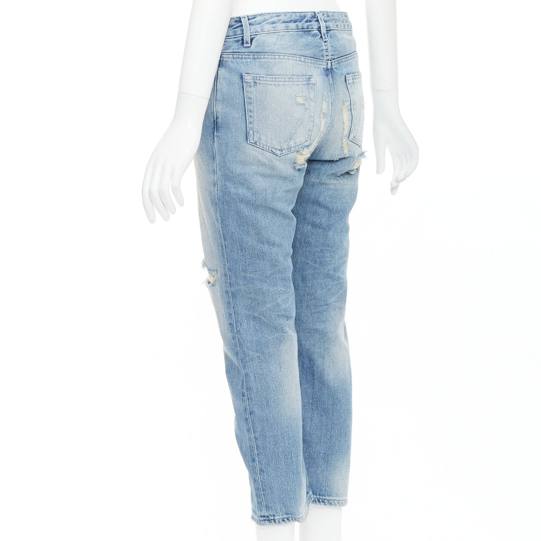 ACNE STUDIOS Pop Trash blue washed cotton ripped distressed back  jeans FR34 XS