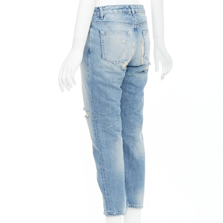 ACNE STUDIOS Pop Trash blue washed cotton ripped distressed back  jeans FR34 XS
