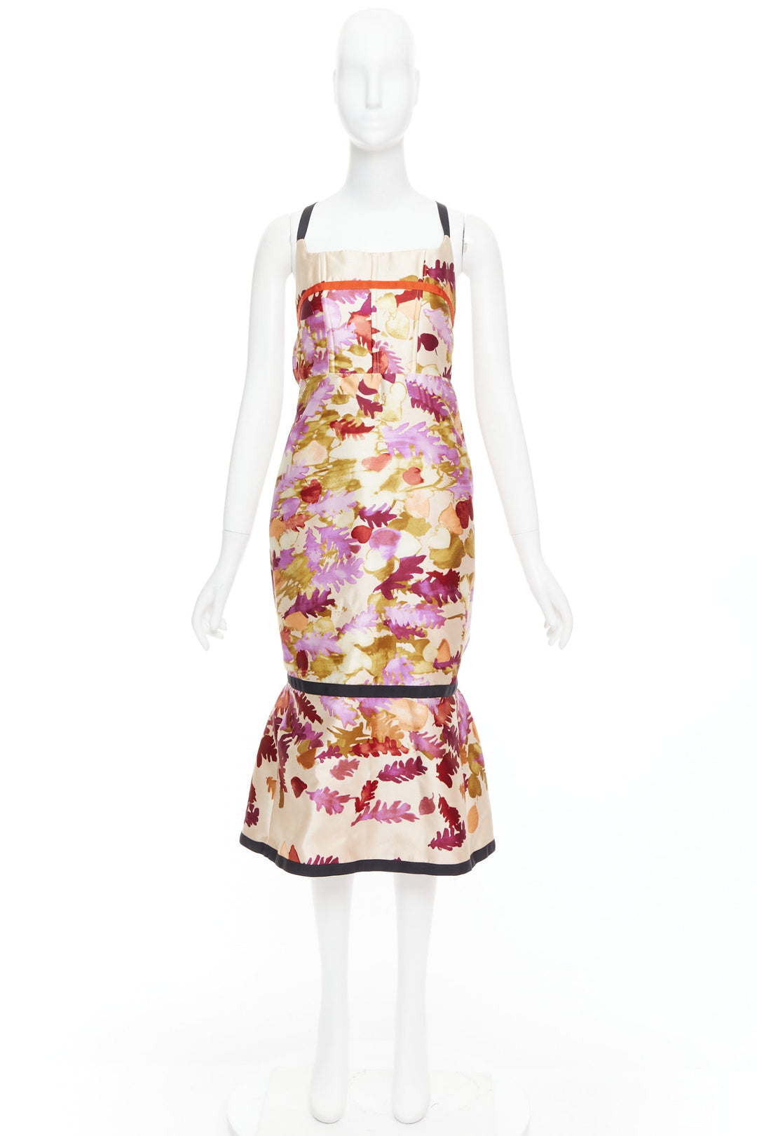rare PRADA 1999 Runway Vintage neoprene duchess floral bondage dress IT38 XS