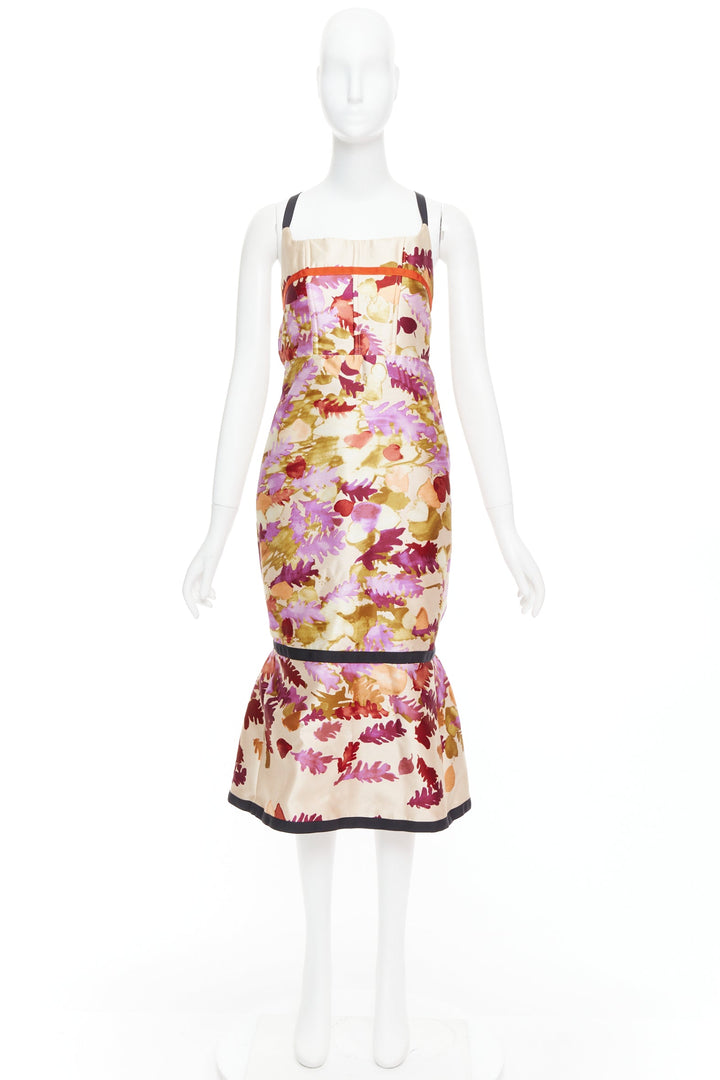 rare PRADA 1999 Runway Vintage neoprene duchess floral bondage dress IT38 XS
