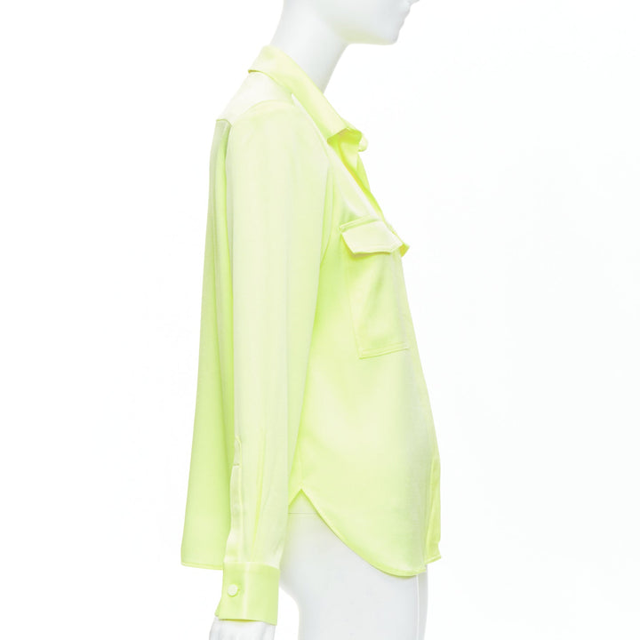 ALEX PERRY neon yellow padded shoulder button down overshirt UK8 S