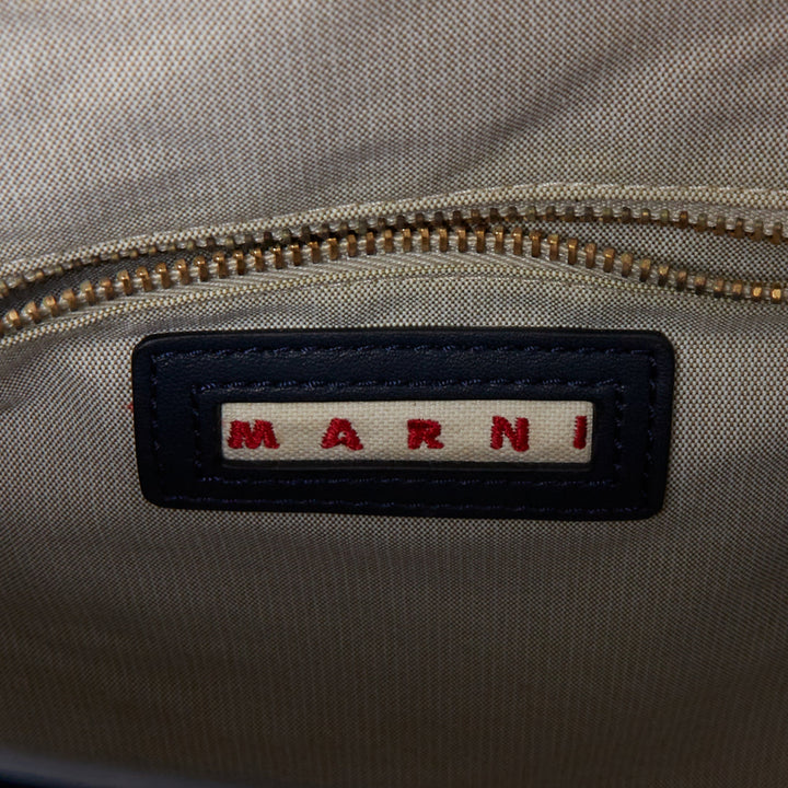 MARNI green navy black tricolor colorblock satchel flap bag