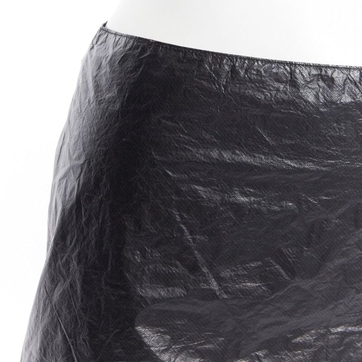 ANN DEMEULEMEESTER black polyethylene plastic bin bag mini skirt FR38 M